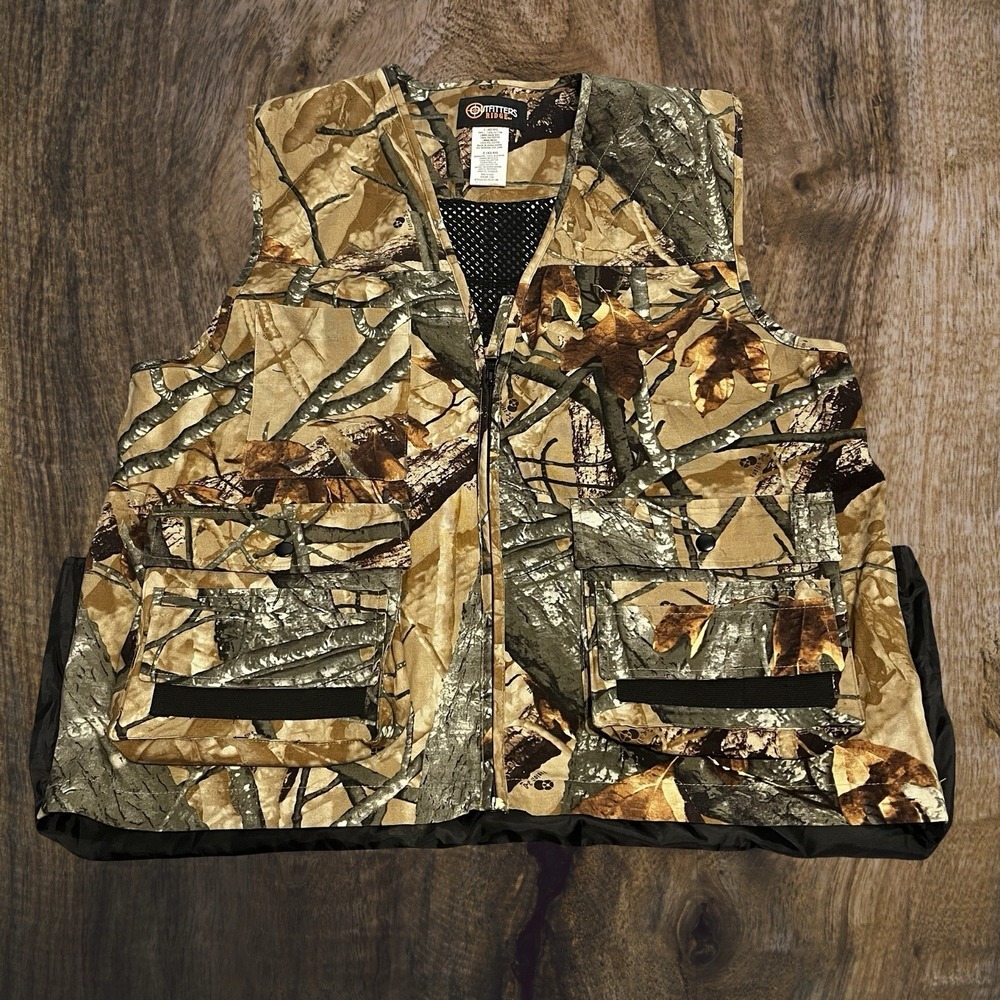 Outfitters‎ Ridge Camo Hunting Vest Men's Large Mesh Back Pockets Zipper Outdoor